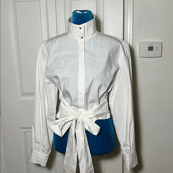 VALENTINO White Tie Blouse Women’s Small - Picture 2 of 9
